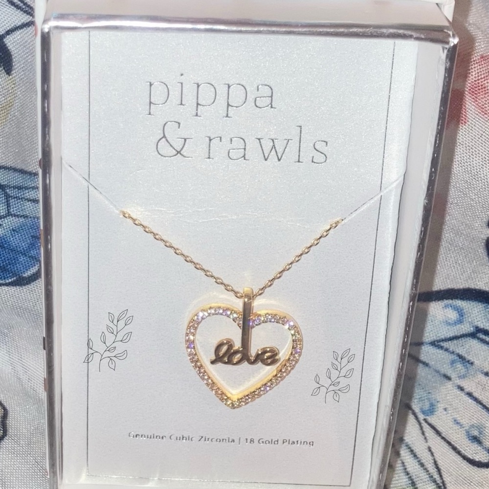 18kt Gold CZ Crystal Micro Paved Heart Pendant with Love Insert Necklace